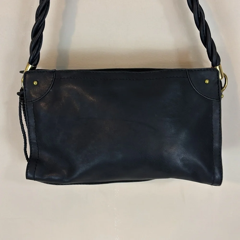 Madison Studios Vegan Leather Black Purse Handbag with Twisted Handle